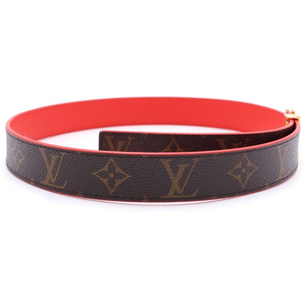Louis Vuitton Monogram Ceinture LV Initial Belt Brown Red Leather Gold — view 3