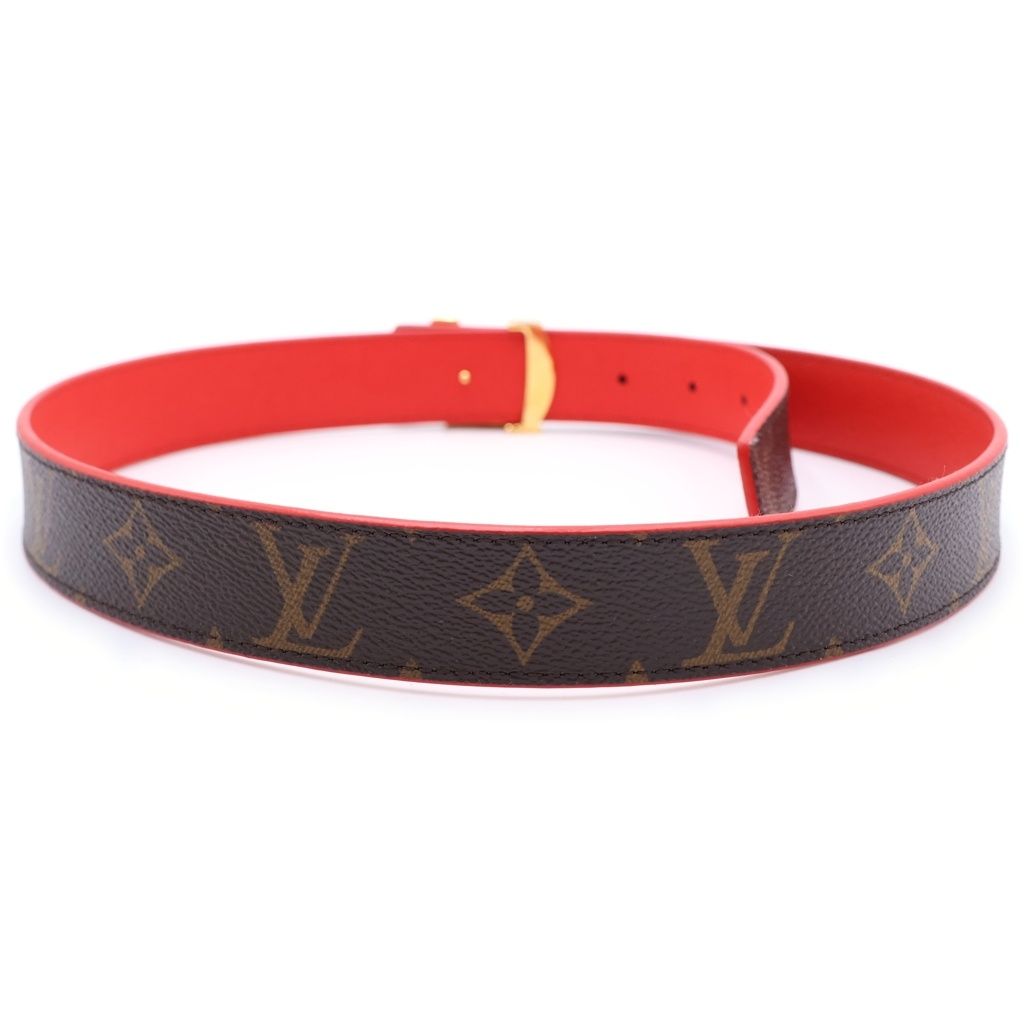 Louis Vuitton Monogram Ceinture LV Initial Belt Brown Red Leather Gold — view 2
