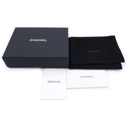 Chanel CC Logo Rhinestone Trifold Wallet Compact Coin Case Black Lambskin Gold — view 6
