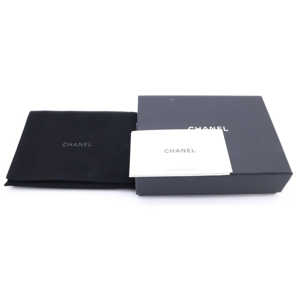 Chanel Quilted Small Classic Compact Wallet Trifold Caviar Leather Black Silver — view 6