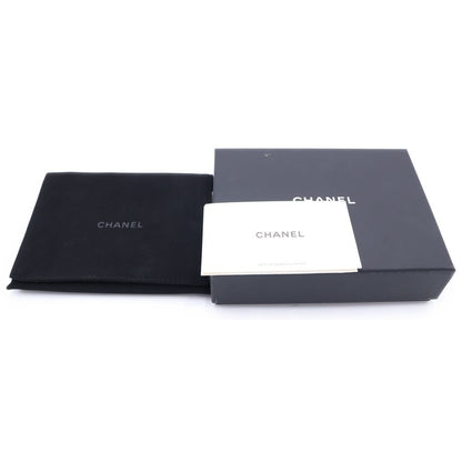 Chanel Quilted Small Classic Compact Wallet Trifold Caviar Leather Black Silver — view 6