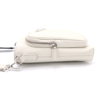 Prada Leather Phone Case Shoulder Bag Silver White — view 3