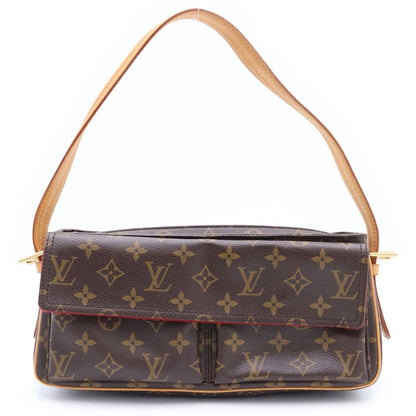 Louis Vuitton Monogram Viva Cite Shoulder Bag Brown Leather Gold