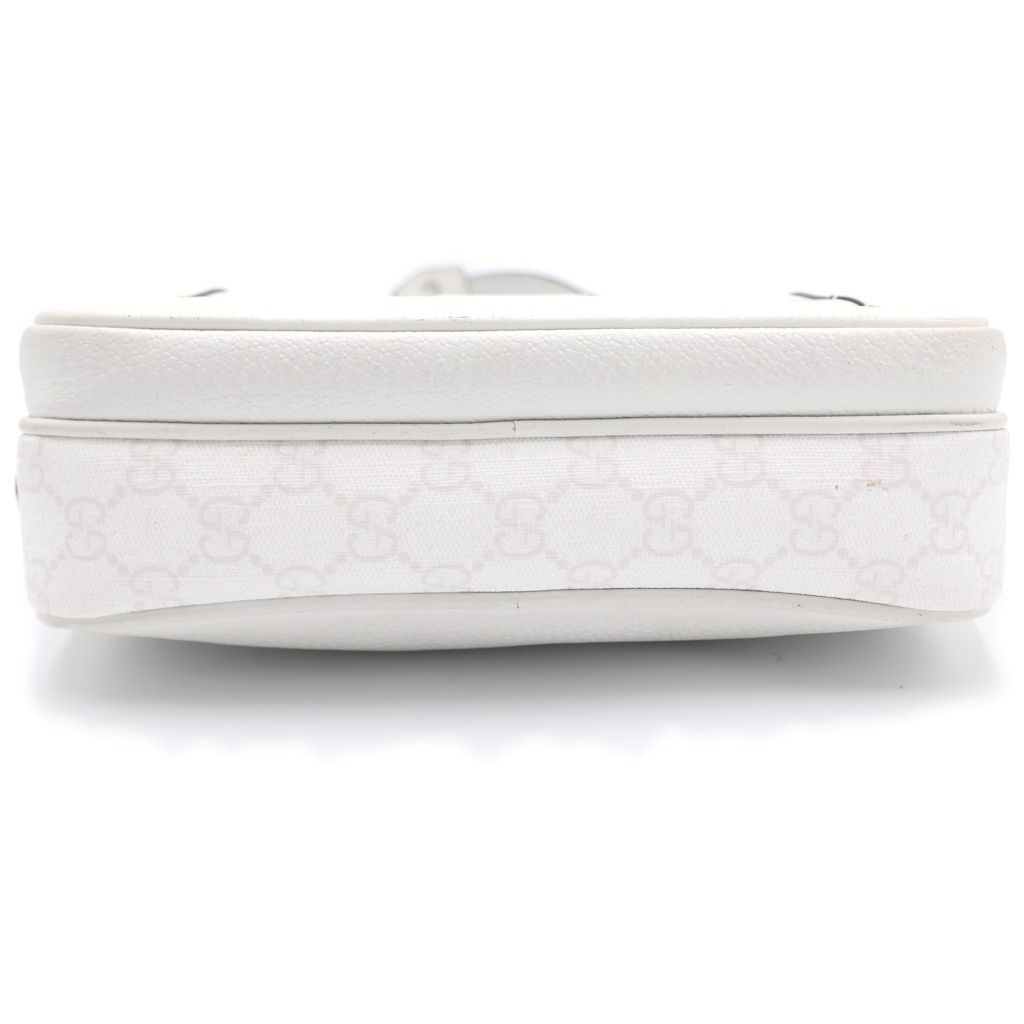 Gucci GG Supreme Cross Belt Bag White Leather Silver — view 4