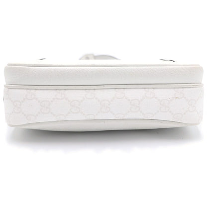 Gucci GG Supreme Cross Belt Bag White Leather Silver — view 4
