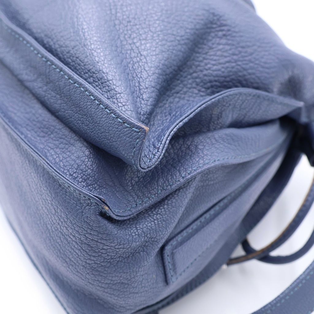 Loewe Flamenco Shoulder Bag Drawstring Light Blue Leather Silver — view 6