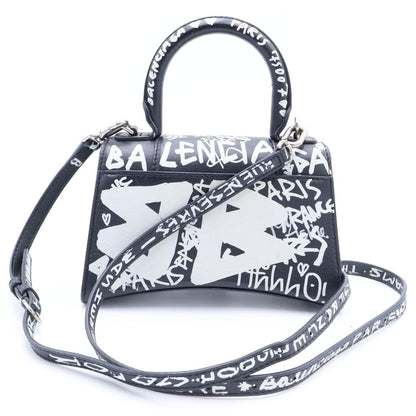 Balenciaga Graffiti Hour Glass Xxs 2-Way Shoulder Bag Leather Black White — view 2