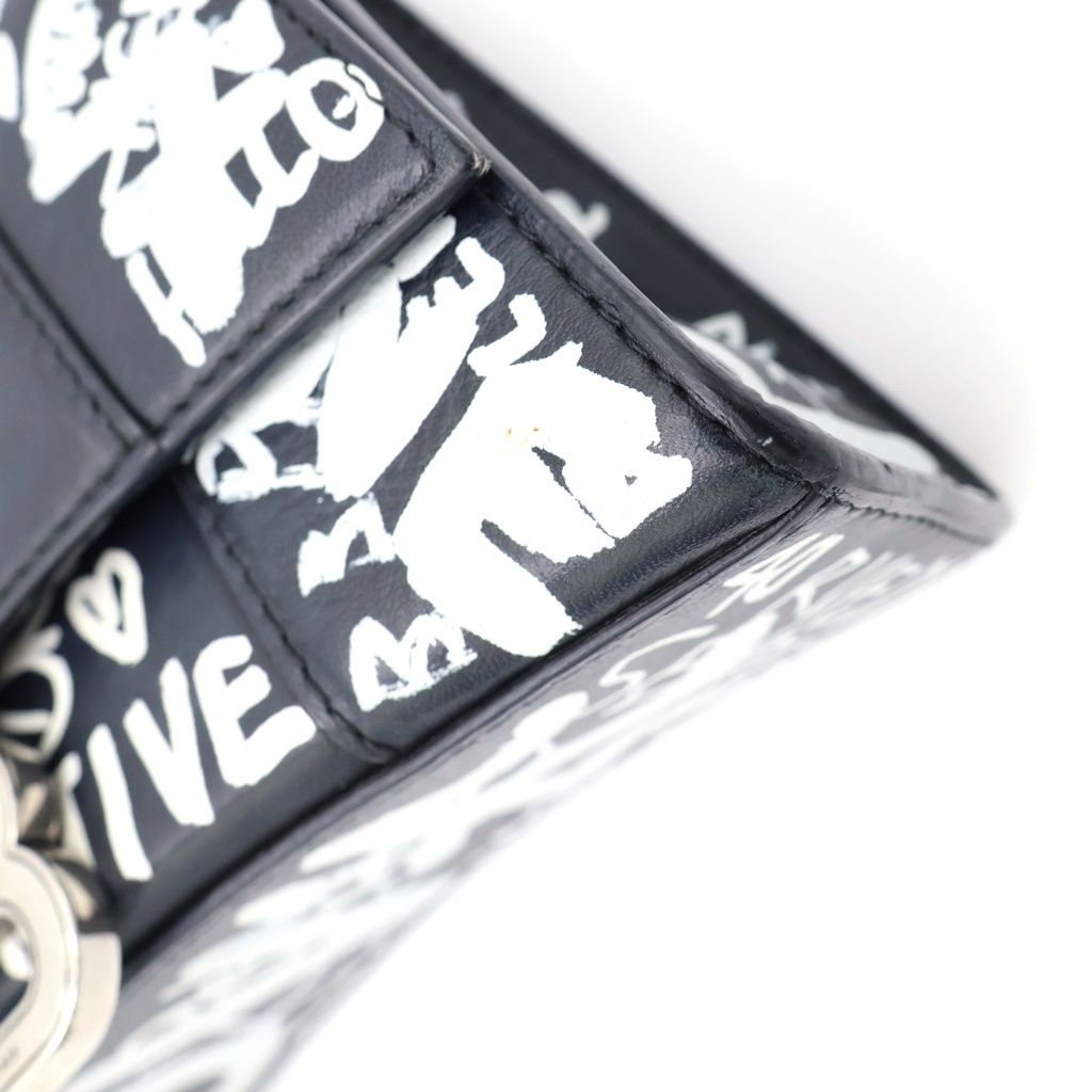 Balenciaga Graffiti Hour Glass Xxs 2-Way Shoulder Bag Leather Black White — view 6