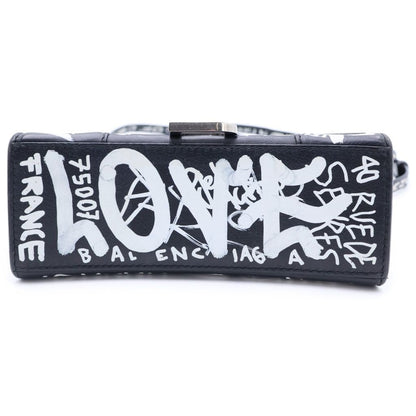 Balenciaga Graffiti Hour Glass Xxs 2-Way Shoulder Bag Leather Black White — view 4