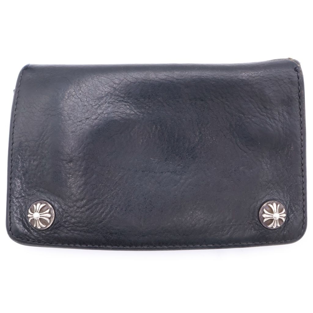 Chrome Hearts Cross Ball Button Leather Wallet Black