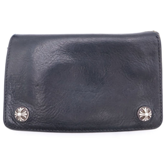 Chrome Hearts Cross Ball Button Leather Wallet Black