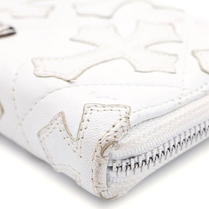 Chrome Hearts Rec Zip Quilted Wallet Cemetery Cross Leather White — view 5