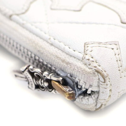 Chrome Hearts Rec Zip Quilted Wallet Cemetery Cross Leather White — view 6
