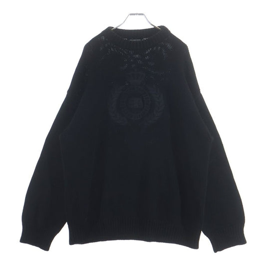 Balenciaga BB Logo Embroidery Crew Neck Knit Sweater Black
