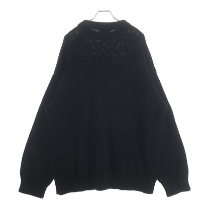 Balenciaga BB Logo Embroidery Crew Neck Knit Sweater Black — view 2
