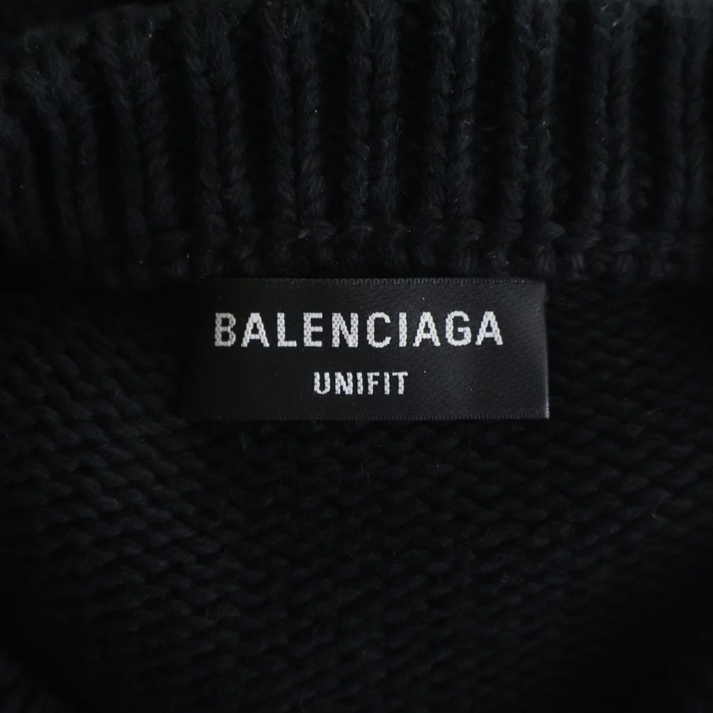 Balenciaga BB Logo Embroidery Crew Neck Knit Sweater Black — view 6