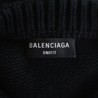 Balenciaga BB Logo Embroidery Crew Neck Knit Sweater Black — view 6