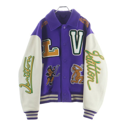 Louis Vuitton Multi Patch Mix Leather Varsity Jacket Mjy Purple White