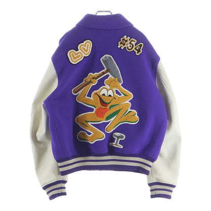 Louis Vuitton Multi Patch Mix Leather Varsity Jacket Mjy Purple White — view 2
