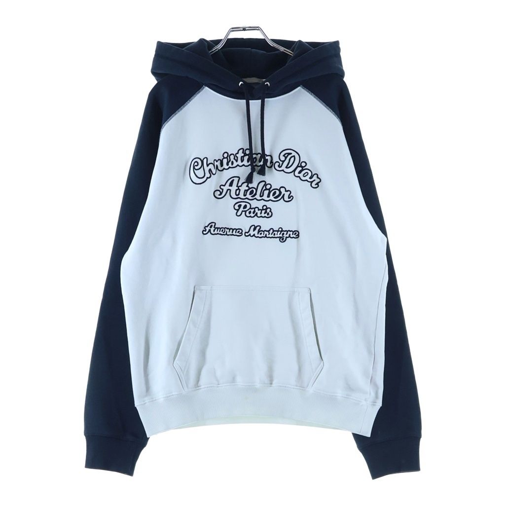 Dior Logo Embroidery Pullover Hoodie White Black