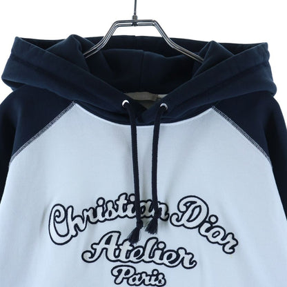 Dior Logo Embroidery Pullover Hoodie White Black — view 3
