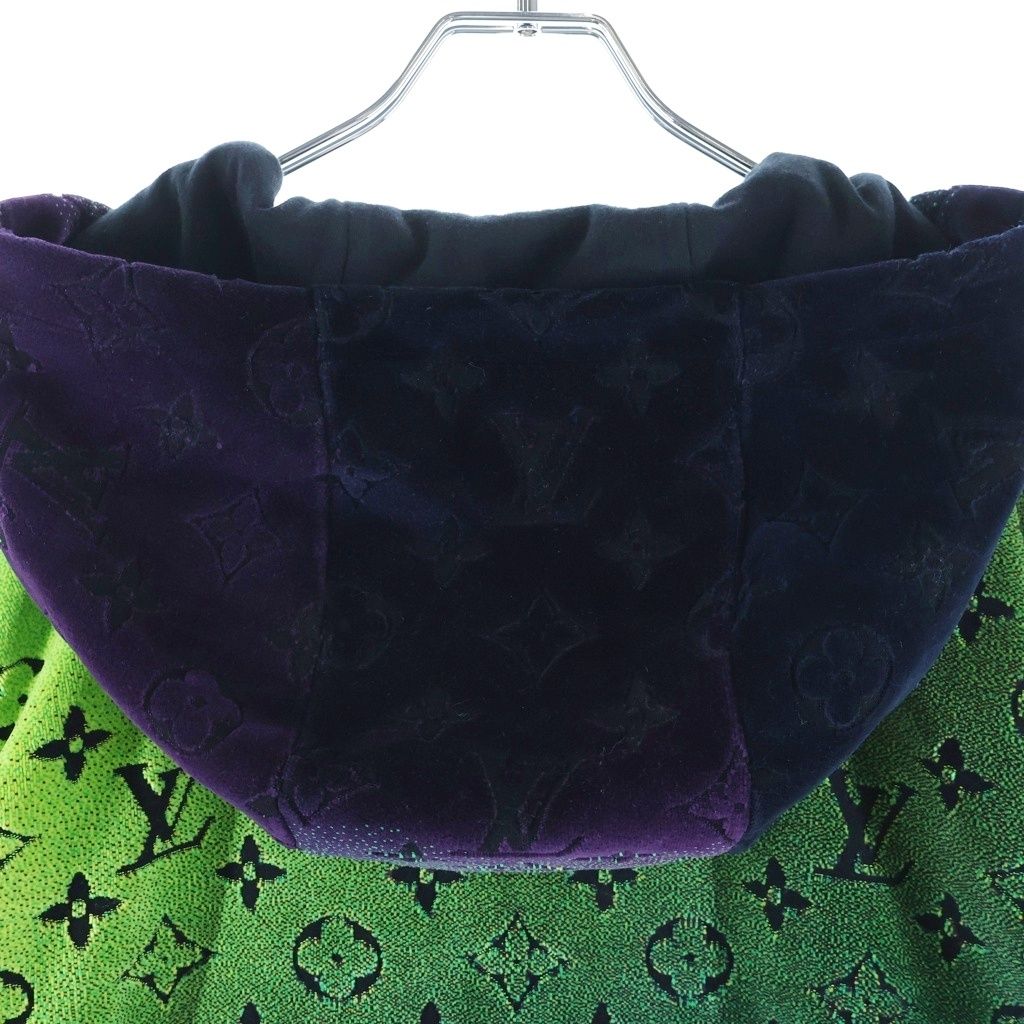 Louis Vuitton Monogram Velvet Gradient Zip Up Hoodie Green Black — view 4