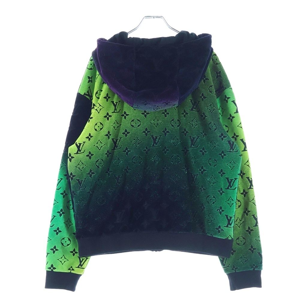 Louis Vuitton Monogram Velvet Gradient Zip Up Hoodie Green Black — view 2
