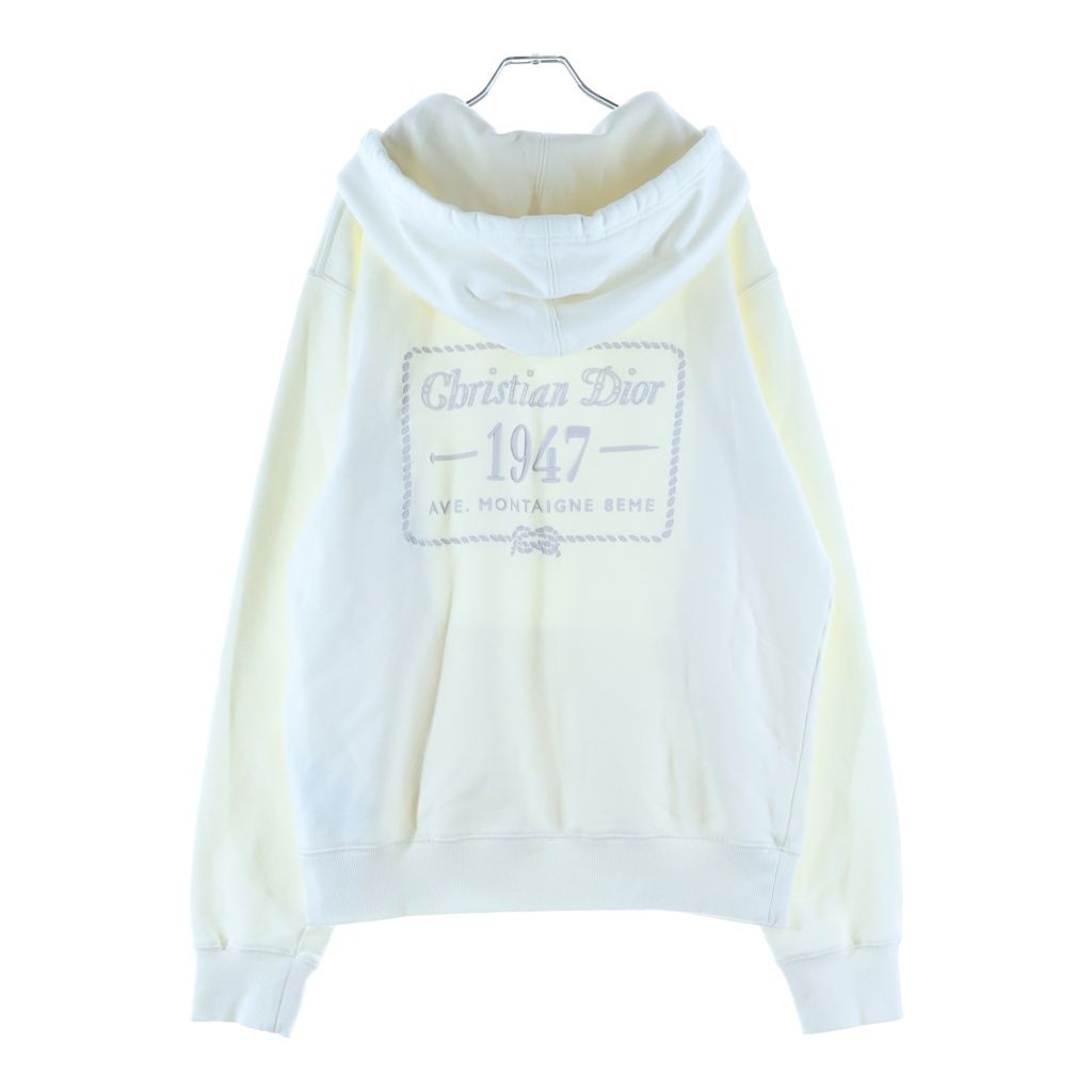 Dior Back Logo Embroidery Hoodie White Cotton