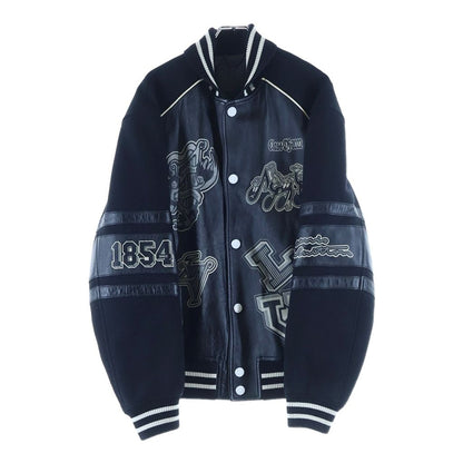 Louis Vuitton LV Logo Varsity Jacket Stadium Black Leather