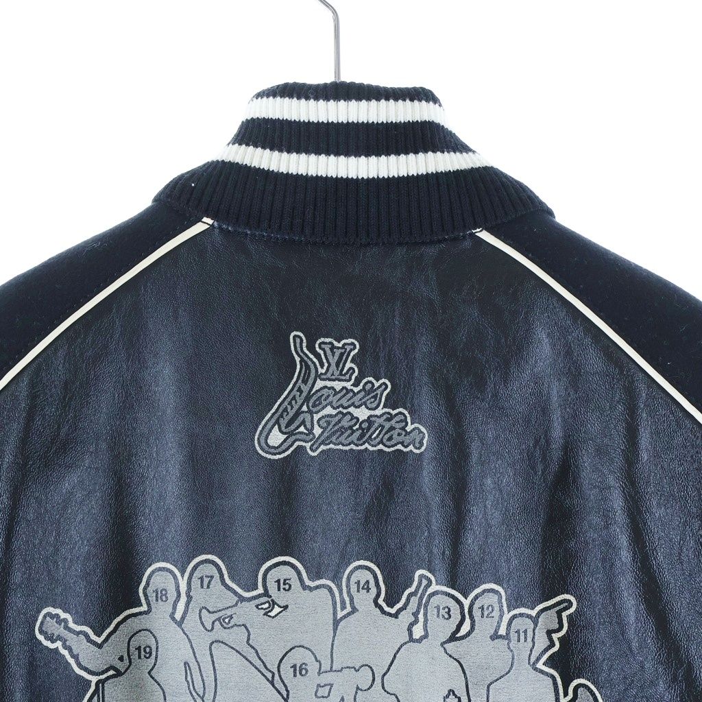 Louis Vuitton LV Logo Varsity Jacket Stadium Black Leather — view 4