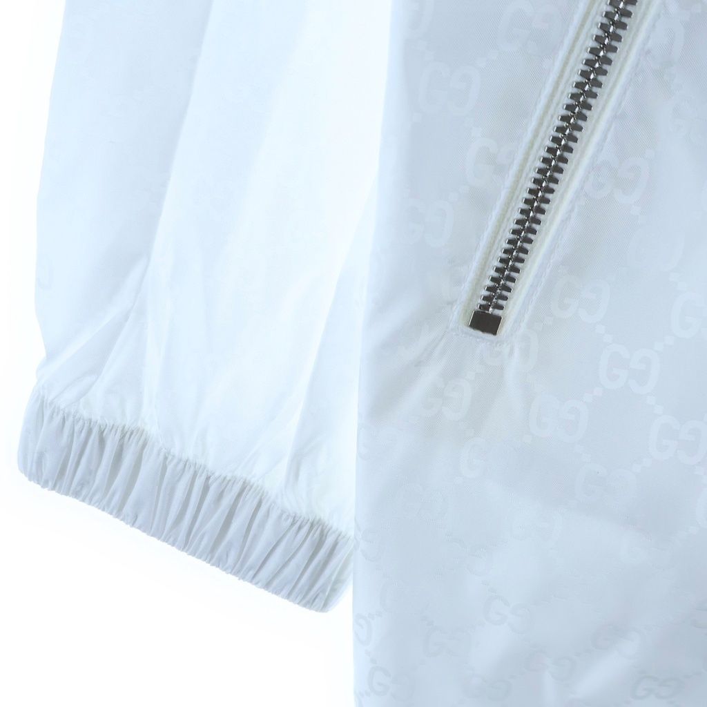 Gucci GG Jacquard Hooded Zip Up Nylon Jacket White — view 6