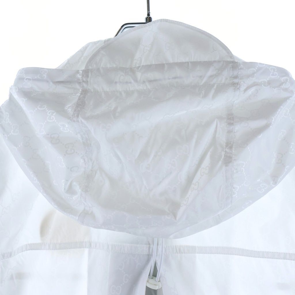 Gucci GG Jacquard Hooded Zip Up Nylon Jacket White — view 4