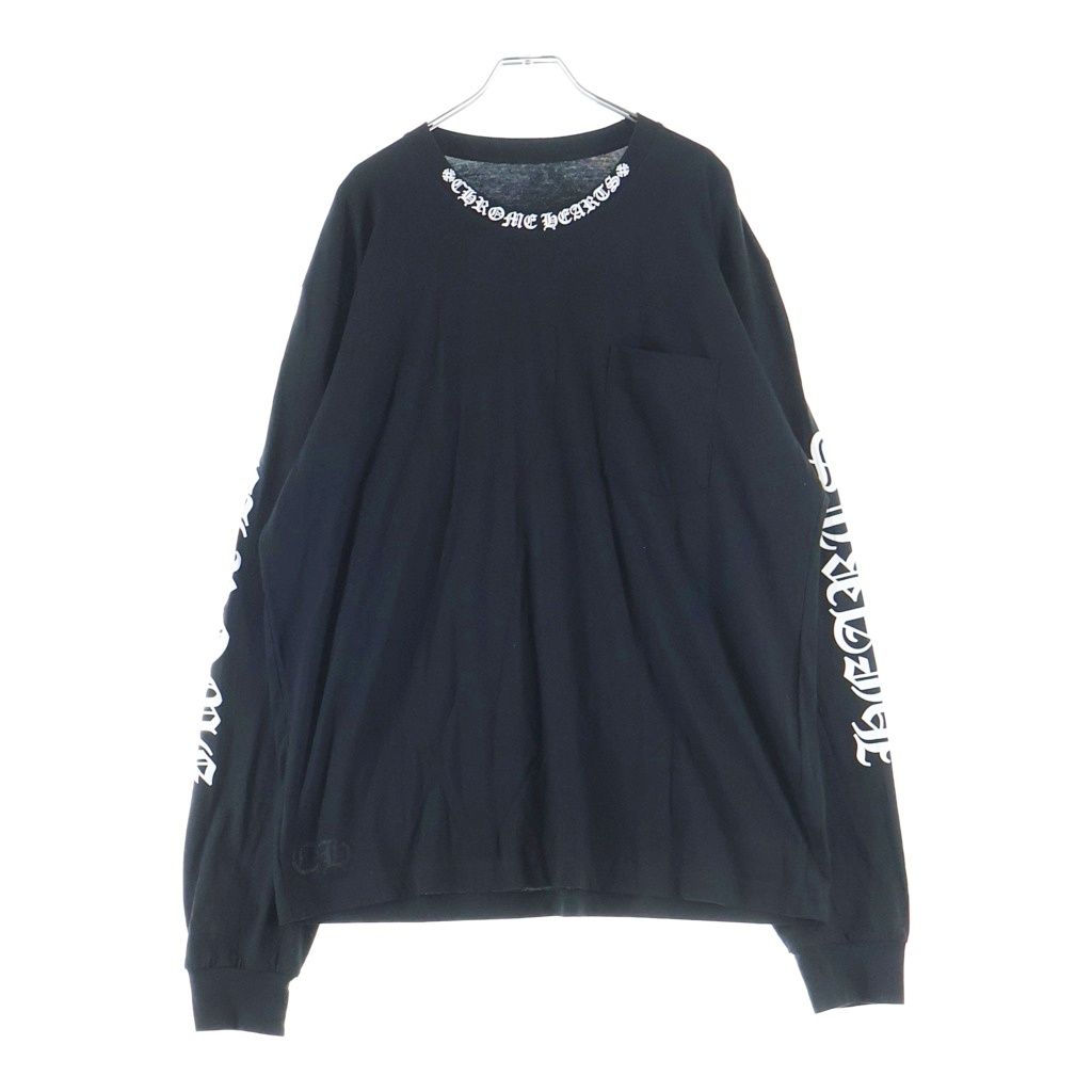 Chrome Hearts CH LS Neck Logo Print Sleeve Long T-Shirt Top Black