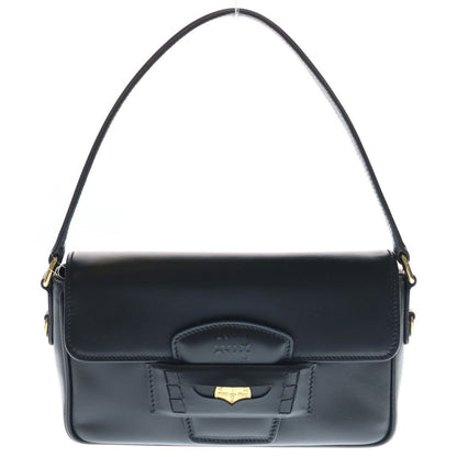 Miu Miu Fine Calf Penny Leather 2-Way Shoulder Handbag Black Acrm
