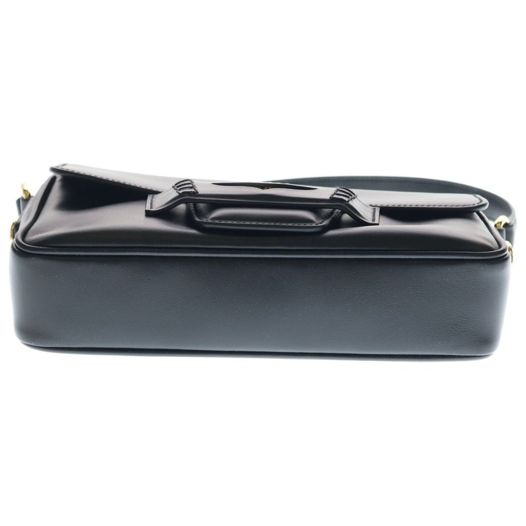 Miu Miu Fine Calf Penny Leather 2-Way Shoulder Handbag Black Acrm — view 4