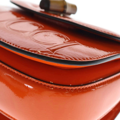 Gucci Bamboo Mini Top Handle Patent Leather Shoulder Bag Orange — view 6
