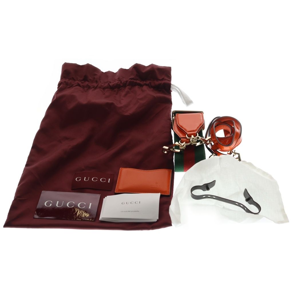 Gucci Bamboo Mini Top Handle Patent Leather Shoulder Bag Orange — view 7