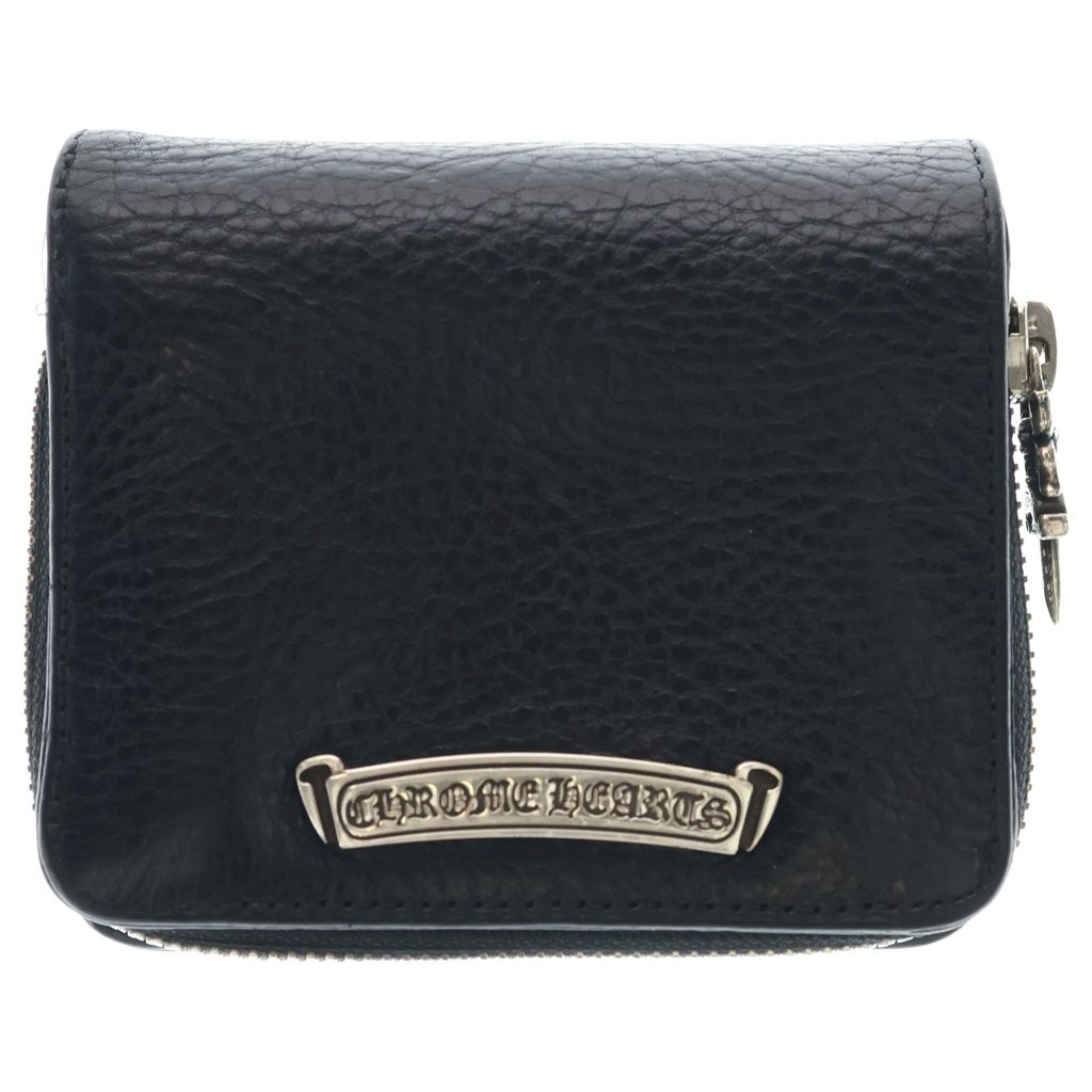 Chrome Hearts SQ Zip Bill Square Zip Leather Wallet Black