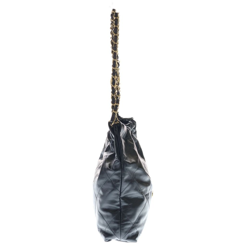 Chanel 22 Tote Chain Black Shiny Calfskin Gold — view 3
