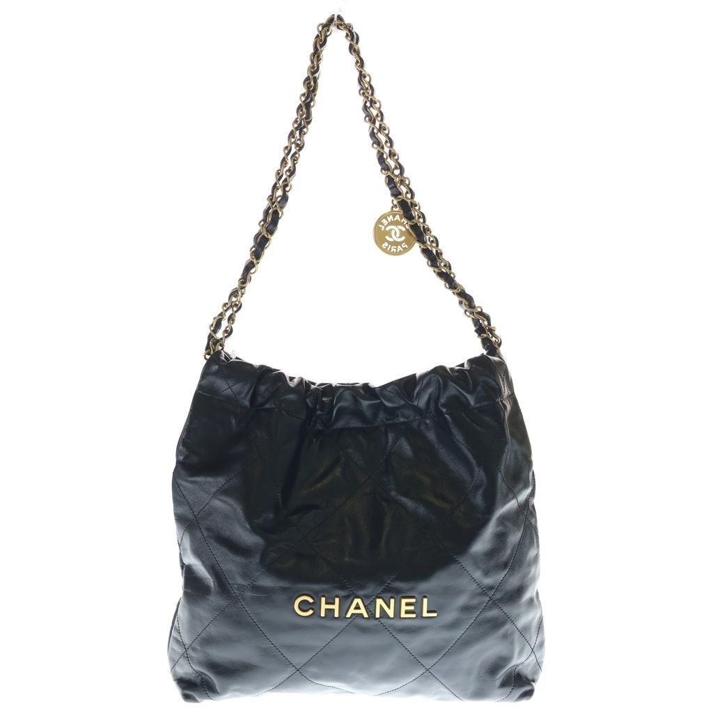 Chanel 22 Tote Chain Black Shiny Calfskin Gold