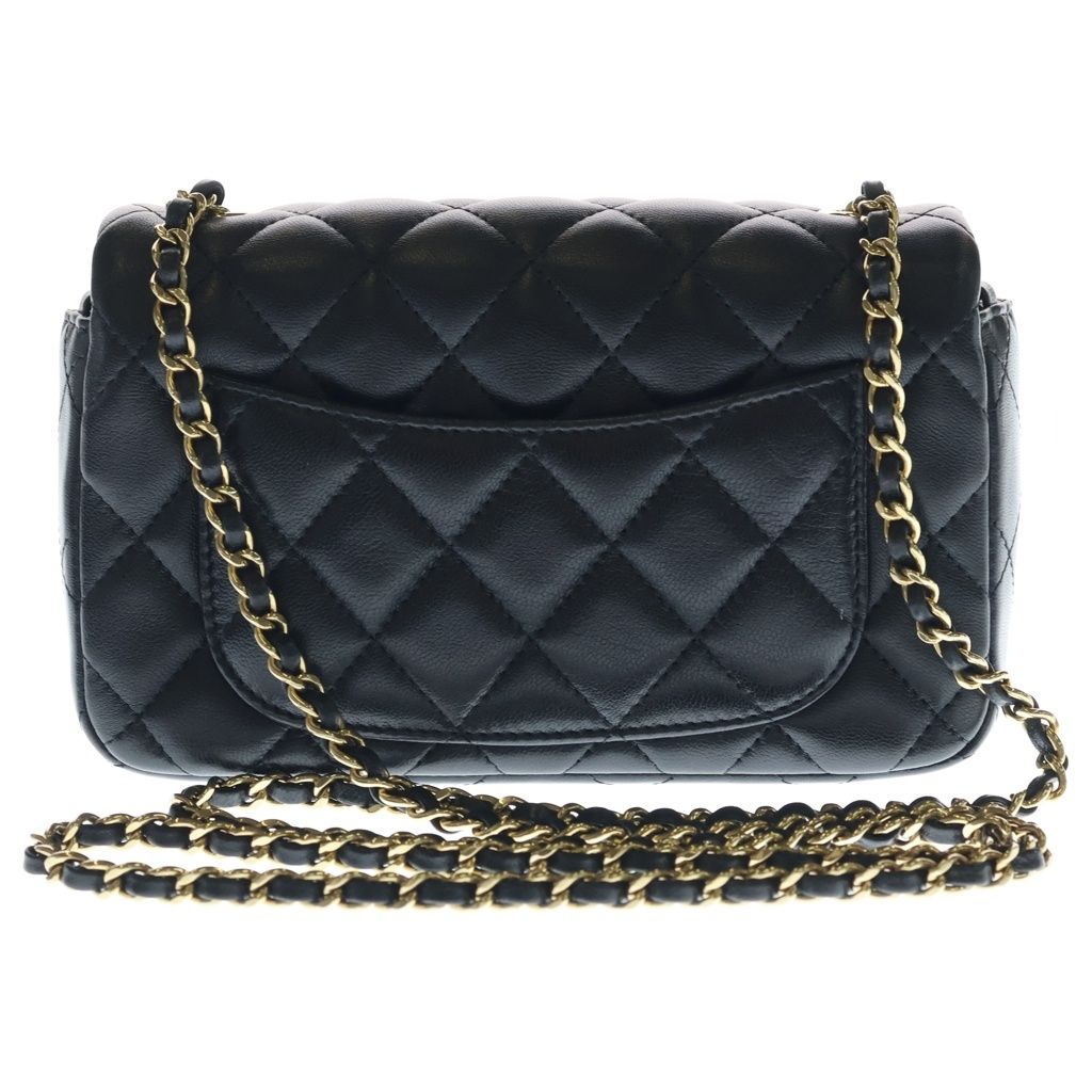 Chanel Mini Quilted 19 Lambskin Leather S Flap S Chain Shoulder Bag Black Gold — view 2
