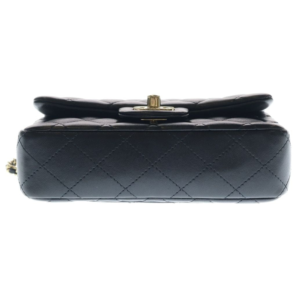 Chanel Mini Quilted 19 Lambskin Leather S Flap S Chain Shoulder Bag Black Gold — view 4