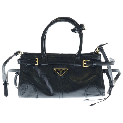 Prada Boni 2-Way Shoulder Bag Black Leather Gold