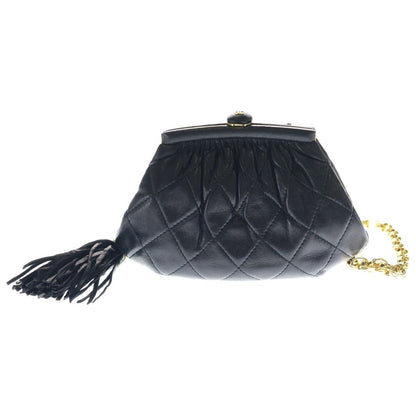 Chanel Quilted CC Logo Lambskin Leather Kiss Lock Fringe Chain Shoulder