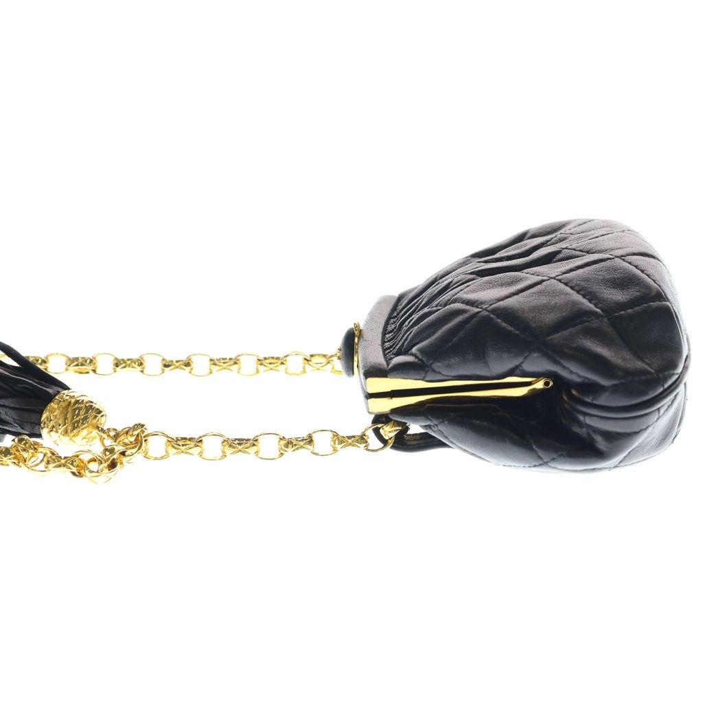 Chanel Quilted CC Logo Lambskin Leather Kiss Lock Fringe Chain Shoulder — view 3