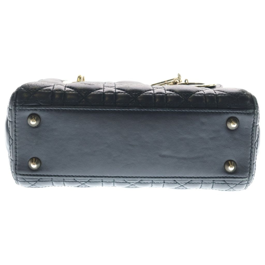 Dior My Lady Small Cannage 2-Way Shoulder Bag Black Leather Gold — view 4