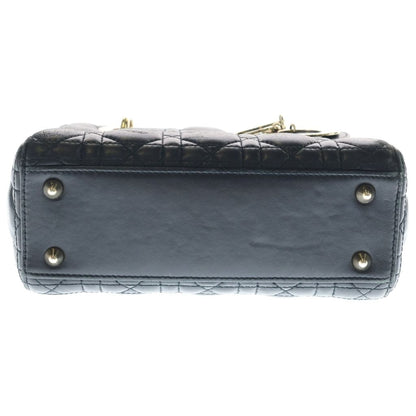 Dior My Lady Small Cannage 2-Way Shoulder Bag Black Leather Gold — view 4