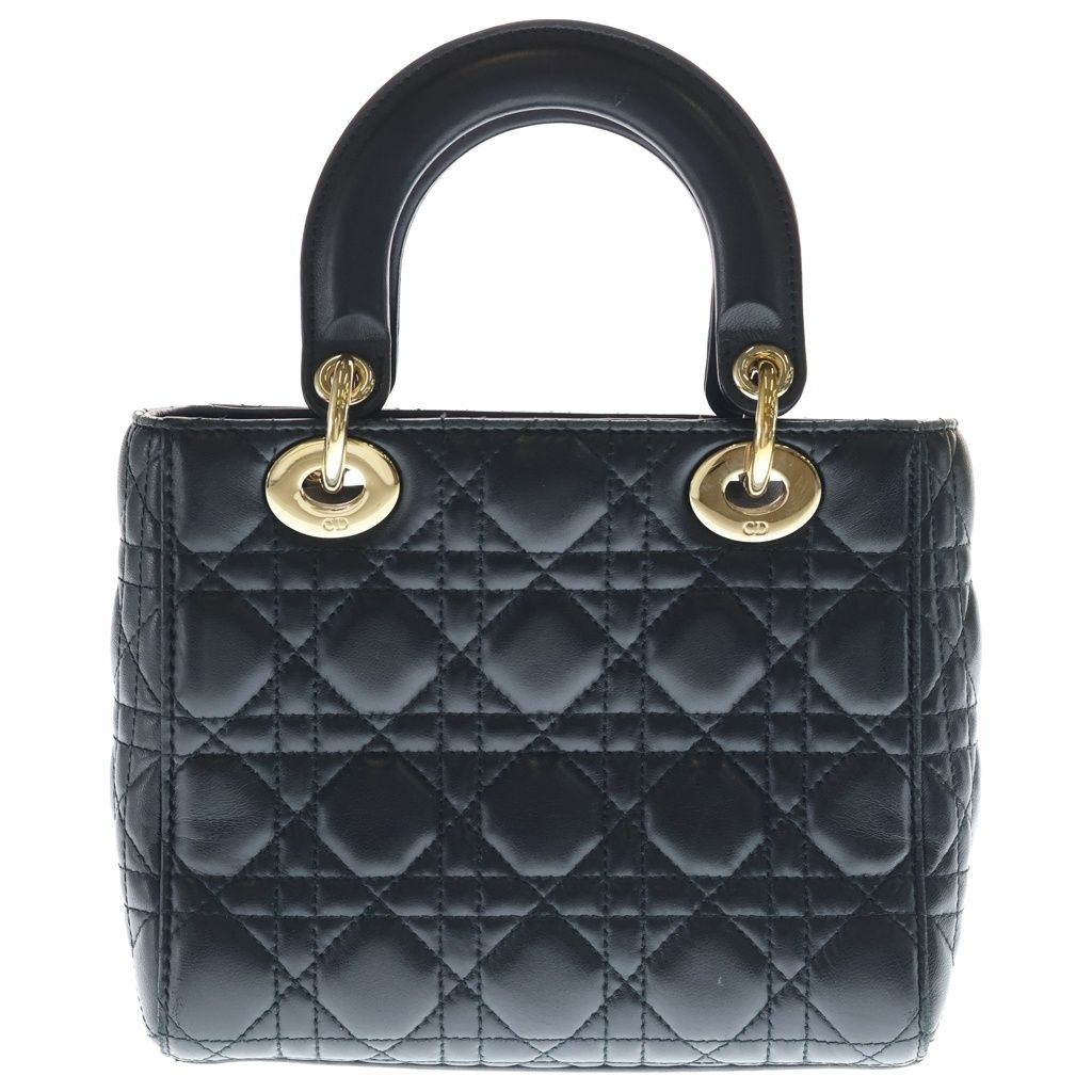 Dior My Lady Small Cannage 2-Way Shoulder Bag Black Leather Gold — view 3