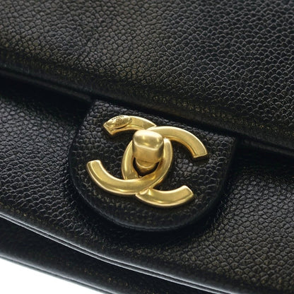 Chanel Chain Shoulder Bag Black Caviar Leather Gold — view 6