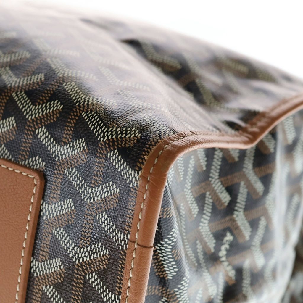 Goyard Saint Léger Herringbone Backpack Brown Leather Silver — view 6